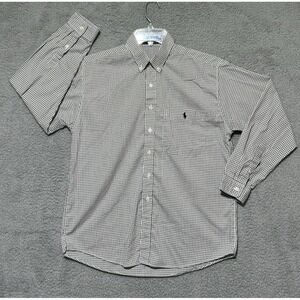 Polo Ralph Lauren Shirt Mens M Green & White Plaid Gingham‎ Button Down Preppy